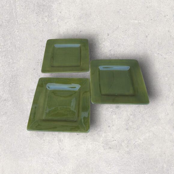 J.C Penny home collections Square salad plates 8.5 " Pesto/ Mary Gold( lot of 2) - Picture 2 of 9